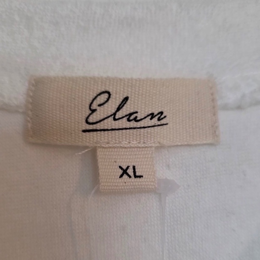 Elan Women White Terry Cloth Short Sleeve Elastic Hem Crop Top XL New - Picture 5 of 7
